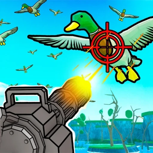 Catch 1 Billion Ducks official game art — a hunter shooting ducks